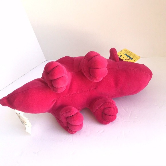 NEW 1985 Prestige Toy Corp Pink Fuchsia Dinosaur Triceratops Velour Korea Plush - Picture 7 of 9